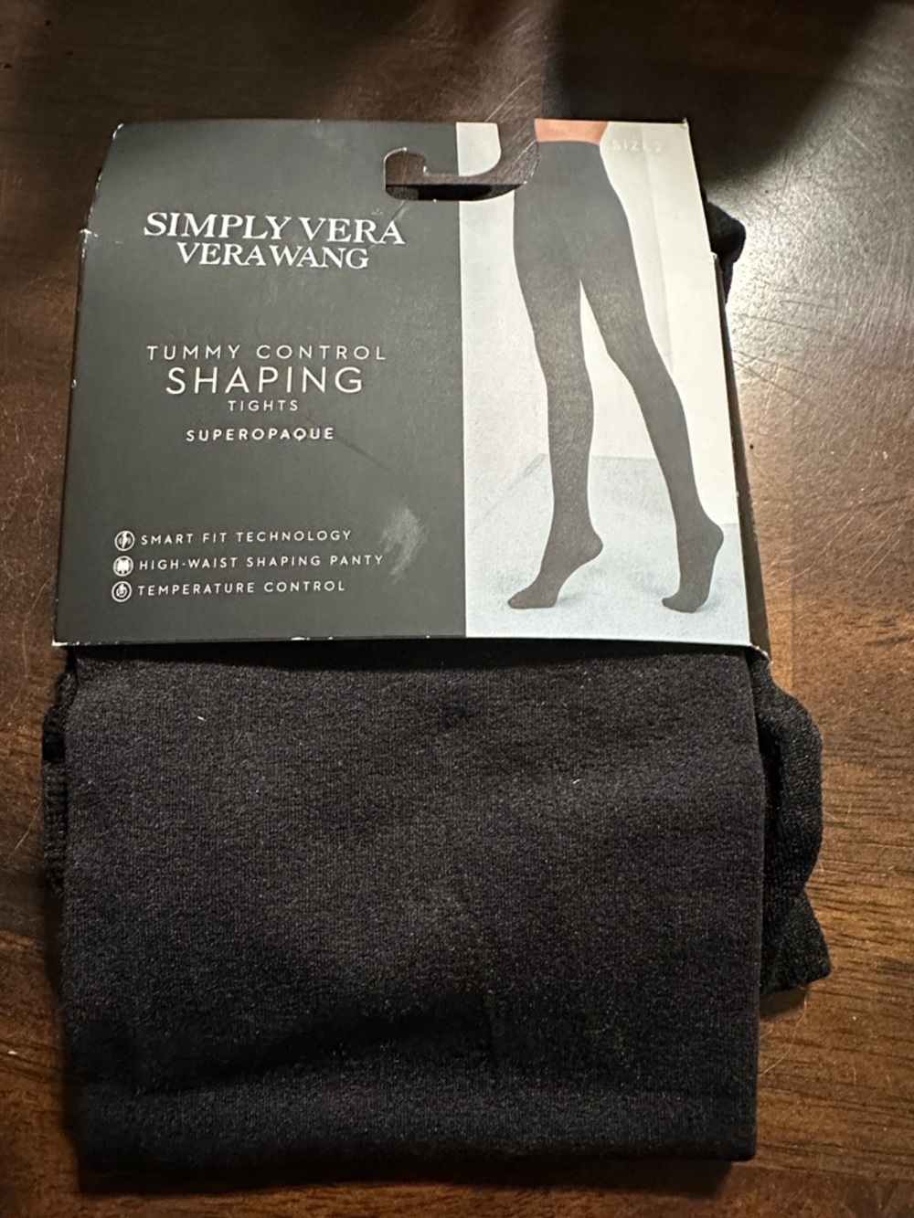 Simply Vera Vera Wang Black Superopaque Tummy Control Shaping Tights
